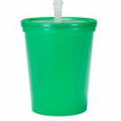 16 oz Plastic Stadium Cups with Lid & Straw