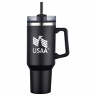 40 oz PP Lined Double Wall Tumbler with Handle and Straw