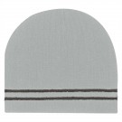Ribbed Knit Beanie With Double Stripe