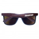 Reflective Frame-less Sunglasses with Wood Tone Arms