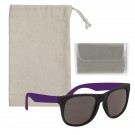 Rubberized Sunglasses With Microfiber Cloth And Pouch