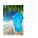 Post Card with Full Color Blue Flip Flop Luggage Tag